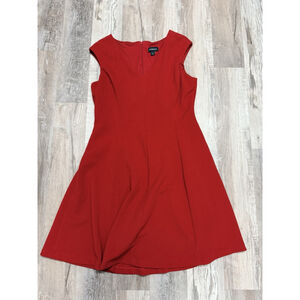Liz Claiborne Red Textured Fit Flare Dress Womens Size 16 Sleeveless Zip Back